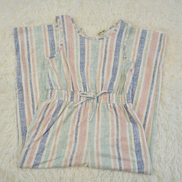Girls 2-Piece Multi Color Strip Romper Pants Long Sleeve Button Sweater Size L - Picture 3 of 6